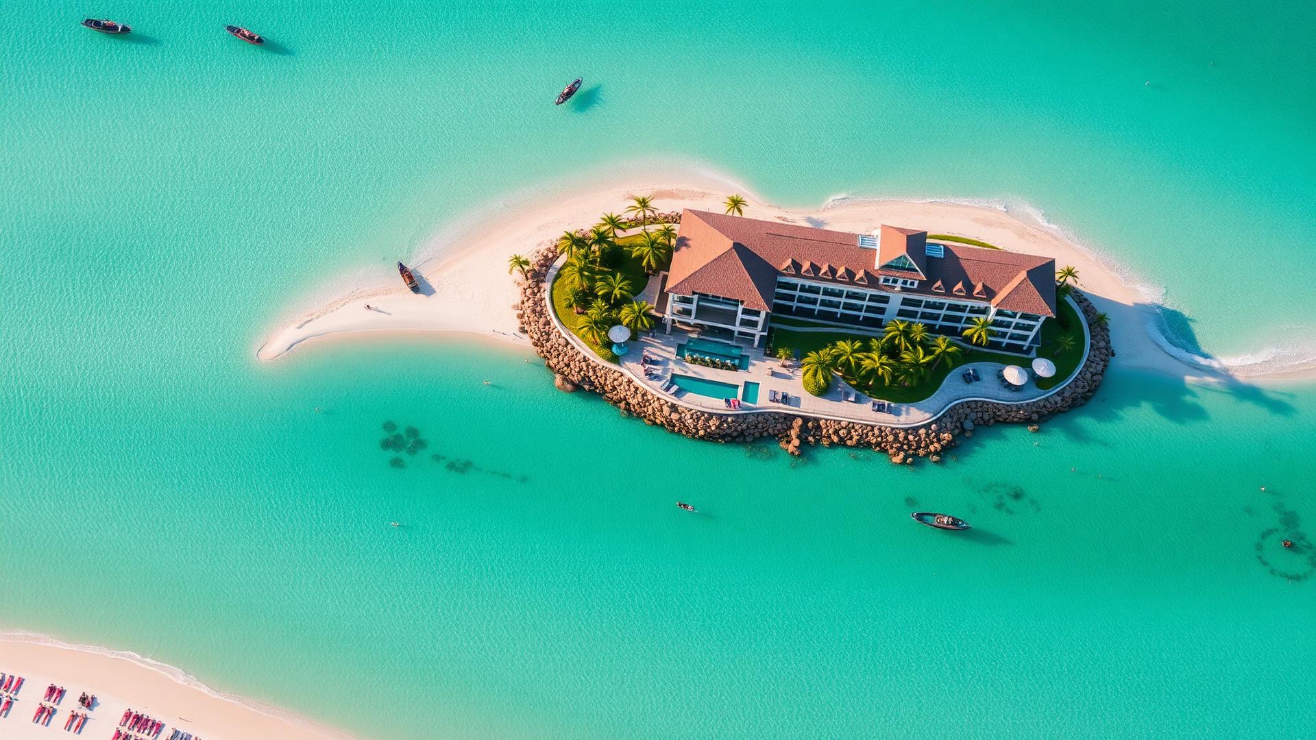 Coastal family resort at golden hour